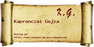 Kapronczai Gejza névjegykártya
