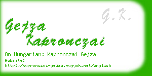 gejza kapronczai business card